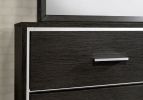 1x Nightstand Solid wood Warm Gray Sleek Modern Lines Chrome Trim Insert Contemporary Bedroom Furniture - as Pic