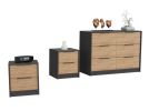 Centura 3-Piece Bedroom Set, Two Nightstands and Dresser, Black and Pine - as Pic