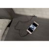 1x Nightstand Solid wood Warm Gray Sleek Modern Lines Chrome Trim Insert Contemporary Bedroom Furniture - as Pic