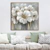 Hand Painted Oil Paintings Hand Painted Square Floral / Botanical Pop Art Living Room Hallway Bedroom Luxurious Decorative Painting - 120x120cm - 01