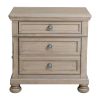 Transitional Bedroom Nightstand with Hidden Drawer Wire Brushed Gray Finish Birch Veneer Wood Bed Side Table - as Pic