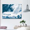 Framed Canvas Wall Art Decor Abstract Style Painting, Blue and White Fluid Painting Decoration For Office Living Room, Bedroom Decor-Ready To Hang - a