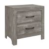 Rustic Style Gray Finish 1pc Nightstand of 2x Drawers Transitional Design Bedroom Furniture - as Pic
