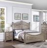 Formal Traditional Antique Silver 1pc California King Size Bed Unique Design Headboard Footboard Bedframe - as Pic