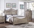 Formal Traditional Antique Silver 1pc California King Size Bed Unique Design Headboard Footboard Bedframe - as Pic