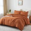 Boho Comforter Set, Boho Bedding set with Pom Poms Fringe Design, 1 Aesthetic Comforter and 2 Pillowshams - Burnt Orange - Queen