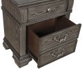 Gray Color Nightstand Bedroom 1pc Nightstand Solid wood Satin Knickel Knobs and Pulls - as Pic