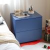 Nightstands LED Side Tables Bedroom Modern End Tables with 2 Drawers for Living Room Bedroom Blue - as Pic