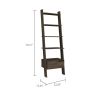 Oslo Ladder Bookcase; Four Legs; One Drawer; Five Open Shelves -Dark Walnut - as Pic