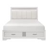 Modern Glam White Finish 1pc Queen Platform Bed with Drawers Storage Upholstered Headboard Silver Glitter Accent Wooden Bedroom Furniture - as Pic