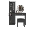 Makeup Vanity Table and Slim Armoire Wardrobe Set, Dressing Table with LED Mirror and Power Outlets and 2 Drawers, Tall Bedroom Closet with Hanging Ro