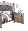 Classic Bedroom Formal Nightstand Antique Silver Finish 2-Drawers 1pc Bedside Table Plywood Furniture - as Pic