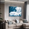 Framed Canvas Wall Art Decor Abstract Style Painting, Blue and White Fluid Painting Decoration For Office Living Room, Bedroom Decor-Ready To Hang - a