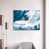 Framed Canvas Wall Art Decor Abstract Style Painting, Blue and White Fluid Painting Decoration For Office Living Room, Bedroom Decor-Ready To Hang - a