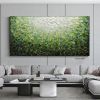 Handmade Large Abstract Oil Painting on Canvas;  Original Textured Boho Wall Art Green Fancy Acrylic Painting Modern Living Room Home Decor - 40X80cm