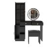 Makeup Vanity Table and Slim Armoire Wardrobe Set, Dressing Table with LED Mirror and Power Outlets and 2 Drawers, Tall Bedroom Closet with Hanging Ro
