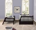 TOPMAX Solid Wood Twin Over Full Bunk Bed with Two Storage Drawers, Espresso - as Pic