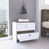 Marion 2-Drawer Nightstand White and Dark Brown - as Pic