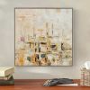 Handmade Oil Painting Color Block Gold Leaf Living Room Decoration Painting Abstract Painting Home Hanging Painting Wall Art - 60x60cm - 01