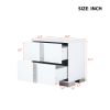 Elegant Nightstand with Metal Handle,Mirrored Bedside Table with 2 Drawers for Bedroom,Living Room,White - as Pic