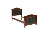 Dark Cherry Full Size Bed Youth Bedroom Furniture Espresso Faux Leather Headboard Footboard Plywood - as Pic