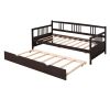 Twin Size Daybed Wood Bed with Twin Size Trundle,Espresso - as Pic