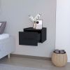 Floating Nightstand Calion, Bedroom, Black - Black
