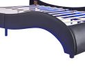Full Size Upholstered Faux Leather Platform Bed with LED Light Bed Frame with Slatted - Black - as Pic