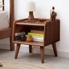 Pure Solid Wood Bedside Cabinet Modern Simple Nightstands European Beech Bedside Cabinet Nordic Bedroom Solid Beech Storage Cabinet 0.4m - as Pic