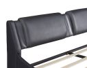 Full Size Upholstered Faux Leather Platform Bed with LED Light Bed Frame with Slatted - Black - as Pic