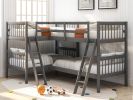 L-Shaped Bunk Bed with Ladder,Twin Size-Gray(OLD SKU :LP000020AAE) - as Pic