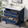 [Viedo]Modern 30inch Navy Blue/White Bathroom Vanity Cabinet Combo with Open
Storge, Two Drawers - as Pic