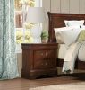 Classic Louis Philippe Style Brown Cherry Finish 1pc Nightstand of 2x Drawers Traditional Design Bedroom Furniture - as Pic