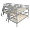 L-Shaped Bunk Bed with Ladder,Twin Size-Gray(OLD SKU :LP000020AAE) - as Pic