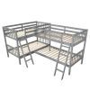 L-Shaped Bunk Bed with Ladder,Twin Size-Gray(OLD SKU :LP000020AAE) - as Pic