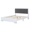 Queen Size Upholstered Bed with LED Light,Modern Platform Bed with with Velvet Headboard,White - as Pic