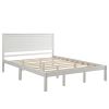 Platform Bed Frame with Headboard, Wood Slat Support, No Box Spring Needed, Queen, White(OLD SKU:WF191420AAK) - as pic
