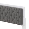 Queen Size Upholstered Bed with LED Light,Modern Platform Bed with with Velvet Headboard,White - as Pic