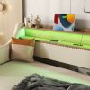 Twin Size Daybed with Trundle, Upholstered Daybed with Charging Station and LED Lights, Beige (Expect arrive date:May 20th.) - as Pic