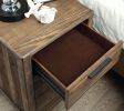 1pc Nightstand Only Transitional Rustic Natural Tone Solid wood Felt Lined Drawers Metal Handles Black Bar Pull Bedroom Furniture - as Pic