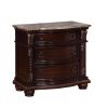 1Pc Traditional Style End Table 3-Drawer Nightstand with Marble Top Rich Brown Cherry Finish Solid Wood Wooden Bedroom - as Pic