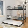 Twin Over Twin Metal Bunk Bed Frame with Trundle(Upgrade reinforcement version) - as pic