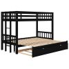 Twin over Pull-out Bunk Bed with Trundle, Espresso - as pic
