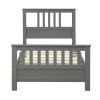 Wood Platform Bed with Headboard and Footboard, Twin (Gray) - as pic