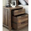 1pc Nightstand Only Transitional Rustic Natural Tone Solid wood Felt Lined Drawers Metal Handles Black Bar Pull Bedroom Furniture - as Pic