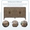 4 Door Wooden Twill Sideboard American Country Vintage Old Living Room Dining Room Hallway Entryway Cabinet (Brown) - as Pic