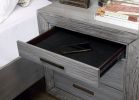 Gray Color Nightstand Bedroom 1pc Nightstand Solid wood Bar Handles 3-Drawers bedside Table Metal Bracket Legs USB Ports - as Pic