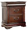 Traditional Style Cherry 1pc Nightstand Only Solid wood 2-Drawers Hidden Top Drawer Intricate Accents Bedside Table Bedroom - as Pic