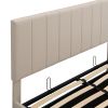 Queen size Upholstered Platform bed with a Hydraulic Storage System - Beige - pic