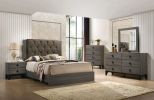 Bedroom Furniture Contemporary Look Grey Color Nightstand Drawers Bed Side Table plywood - as Pic